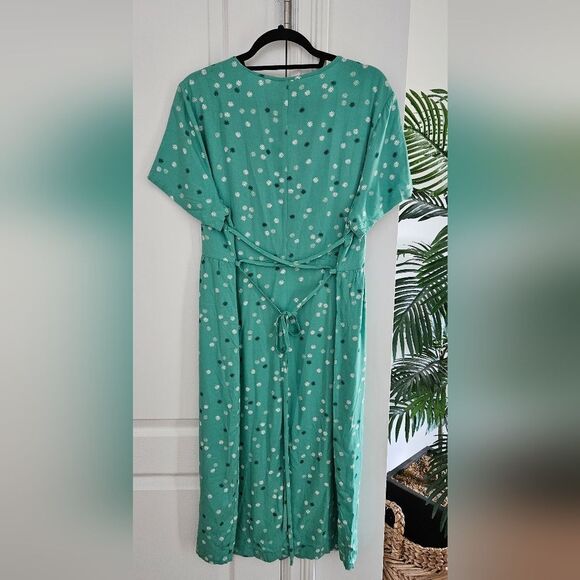 Rachel Teal Dress with White Floral Accents - Picture 2 of 3